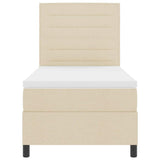Letto a molle con materasso Crema 90 x 190 cm Tessuto