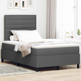 Letto a molle con materasso Grigio scuro 120 x 190 cm Tessuto