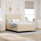 Letto a molle con materasso Crema 140 x 190 cm Tessuto