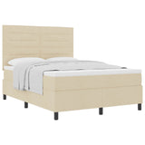 Letto a molle con materasso Crema 140 x 190 cm Tessuto
