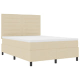 Letto a molle con materasso Crema 140 x 190 cm Tessuto