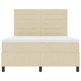 Letto a molle con materasso Crema 140 x 190 cm Tessuto
