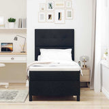 Letto a molle con testiera Nero 90 x 190 cm Tessuto