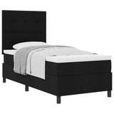 Letto a molle con testiera Nero 90 x 190 cm Tessuto