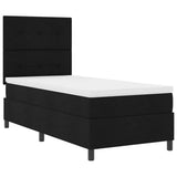 Letto a molle con testiera Nero 90 x 190 cm Tessuto