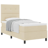 Letto a molle con testiera Crema 100 x 200 cm Tessuto