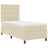 Letto a molle con testiera Crema 100 x 200 cm Tessuto