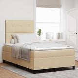 Letto a molle con materasso Crema 120 x 190 cm Tessuto