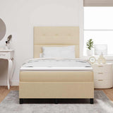Letto a molle con materasso Crema 120 x 190 cm Tessuto