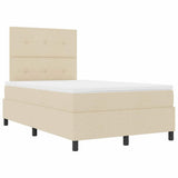 Letto a molle con materasso Crema 120 x 190 cm Tessuto