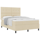 Letto a molle con testiera Crema 140 x 200 cm Tessuto