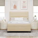 Letto a molle con testiera Crema 160 x 200 cm Tessuto