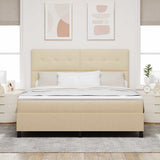 Letto a molle con testiera Crema 180 x 200 cm Tessuto