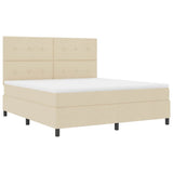 Letto a molle con testiera Crema 180 x 200 cm Tessuto