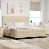 Letto a molle con materasso Crema 200 x 200 cm Tessuto