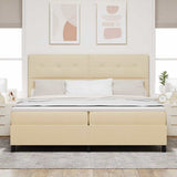 Letto a molle con testiera Crema 200 x 200 cm Tessuto