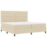Letto a molle con testiera Crema 200 x 200 cm Tessuto