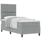 Letto a molle con testiera Grigio chiaro 80 x 200 cm Tessuto