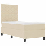 Letto a molle con materasso Crema 80 x 200 cm Tessuto