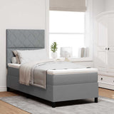 Letto a molle con testiera Grigio chiaro 100 x 200 cm Tessuto