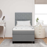 Letto a molle con testiera Grigio chiaro 100 x 200 cm Tessuto