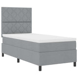 Letto a molle con testiera Grigio chiaro 100 x 200 cm Tessuto