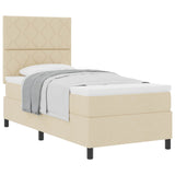Letto a molle con testiera Crema 100 x 200 cm Tessuto