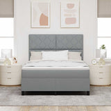 Letto a molle con testiera Grigio chiaro 160 x 200 cm Tessuto