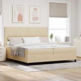 Letto a molle con materasso Crema 200 x 200 cm Tessuto