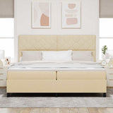 Letto a molle con materasso Crema 200 x 200 cm Tessuto