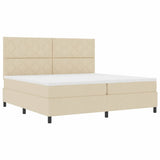 Letto a molle con materasso Crema 200 x 200 cm Tessuto
