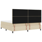 Letto a molle con materasso Crema 200 x 200 cm Tessuto