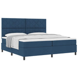 Letto a molle con testiera Blu 200 x 200 cm Tessuto