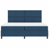 Letto a molle con testiera Blu 200 x 200 cm Tessuto