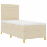 Letto a molle con materasso Crema 90 x 190 cm Tessuto