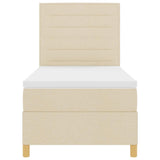 Letto a molle con materasso Crema 90 x 190 cm Tessuto