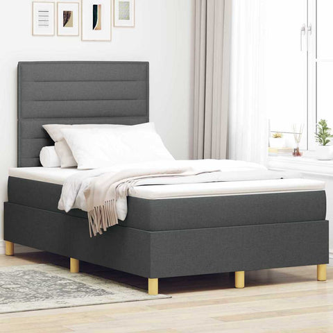 Letto a molle con testiera Grigio scuro 120 x 190 cm Tessuto