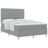 Letto a molle con materasso Grigio chiaro 140 x 190 cm Tessuto