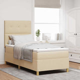 Letto a molle con testiera Crema 100 x 200 cm Tessuto