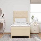 Letto a molle con testiera Crema 100 x 200 cm Tessuto