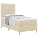 Letto a molle con testiera Crema 100 x 200 cm Tessuto