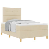 Letto a molle con testiera Crema 120 x 190 cm Tessuto