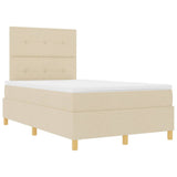 Letto a molle con testiera Crema 120 x 190 cm Tessuto