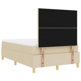 Letto a molle con testiera Crema 120 x 190 cm Tessuto
