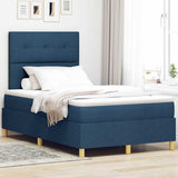 Letto a molle con testiera Blu 120 x 190 cm Tessuto