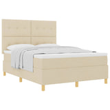 Letto a molle con materasso Crema 140 x 190 cm Tessuto