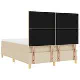 Letto a molle con materasso Crema 140 x 190 cm Tessuto