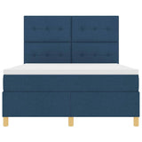 Letto a molle con testiera Blu 140 x 190 cm Tessuto