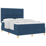 Letto a molle con testiera Blu 140 x 200 cm Tessuto