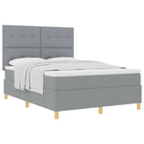 Letto a molle con testiera Grigio chiaro 160 x 200 cm Tessuto